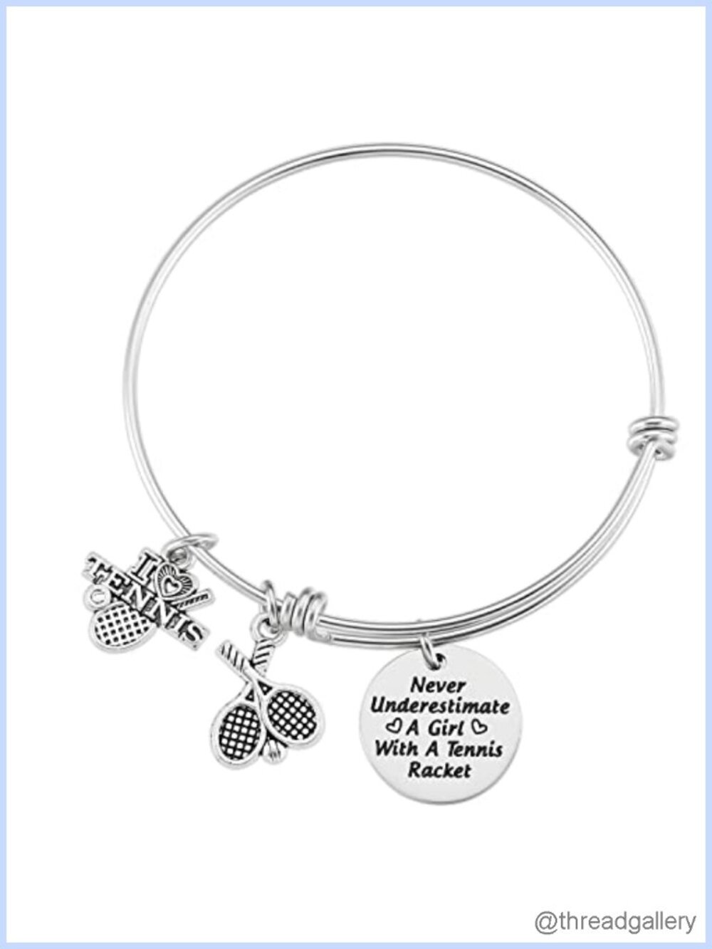 Tennis Charm Bangle Bracelet Stainless Steel Gift for Women